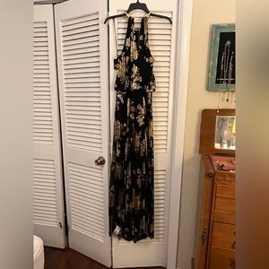 Black and gold MSK halter maxi dress. NWT